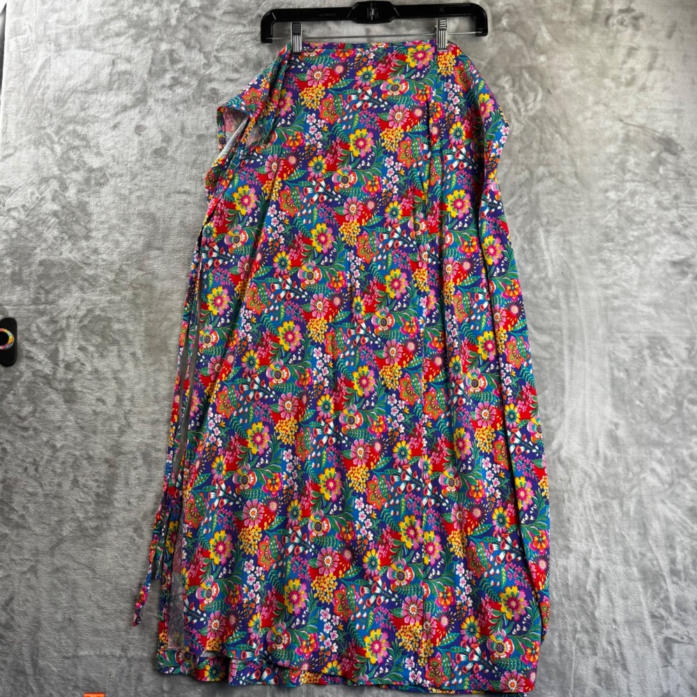 Unbranded Floral Wrap Skirt Women OS Blue Pink Maxi Boho Festival (1812) - Picture 4 of 7